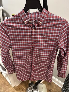 Vineyard Vines Red and White Plaid Button-Down Shirt performance